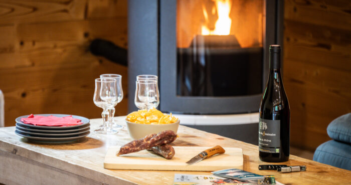 Fire place in chalet Snow Mountain