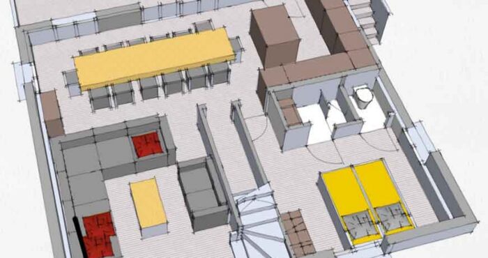 Map of the first floor in chalet Snow Pearl