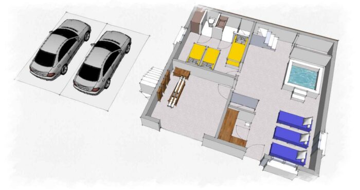 Map of the ground floor in chalet Snow Pearl