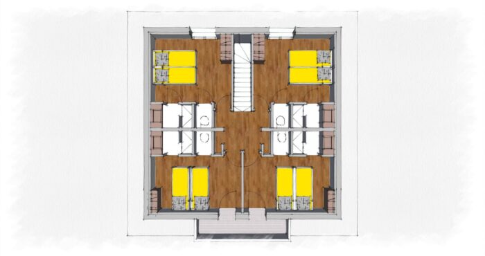 Map of the second floor in chalet Snow Pearl