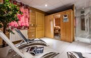 Sauna and long chairs in chalet Snow Mountain
